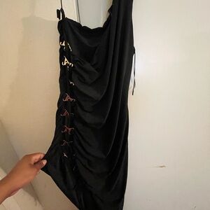 Fashion Nova Black Dress with Lace-Up Detail